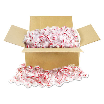 Office Snax Candy Tubs, Peppermint Puffs, Individually Wrapped, 10 lb Value Size Box