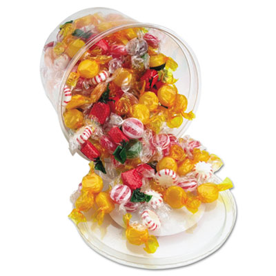 Office Snax Fancy Assorted Hard Candy, Individually Wrapped, 2 lb Resealable Plastic Tub