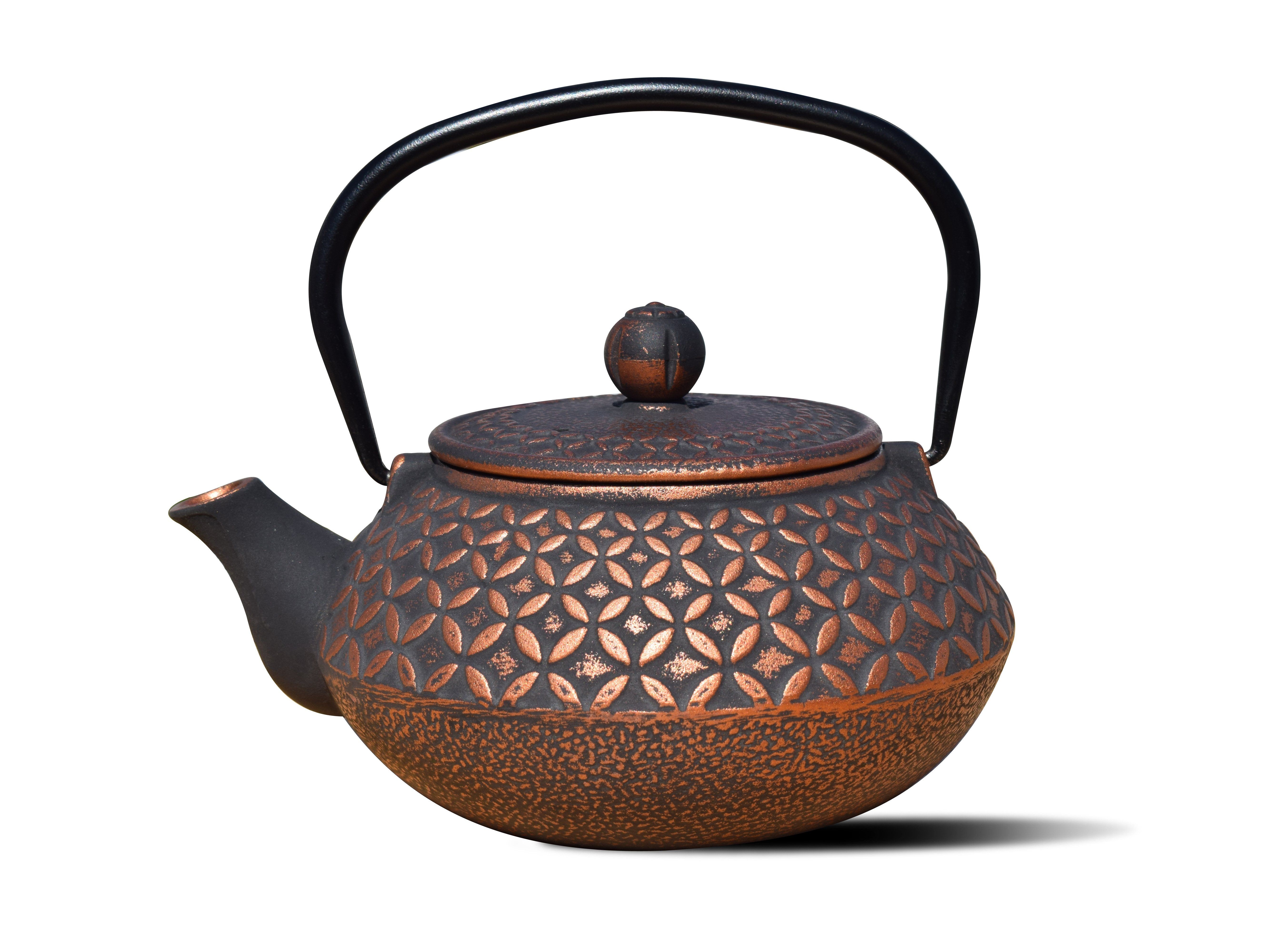 Old Dutch International 1072CB Black and Copper Cast Iron Amai Teapot, 23 oz.