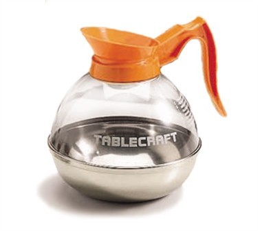 TableCraft 19 Coffee Decanter 64 oz. with Stainless Steel Base, Orange Handle 