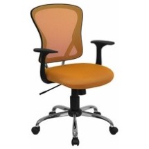 Flash Furniture H-8369F-ORG-GG Mid-Back Orange Mesh Executive Office Chair with Chrome Base and Arms