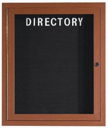 Aarco Products OADCO3630L 1-Door Outdoor Enclosed Aluminum Directory Letter Board with  Oak Finish, 30"W x 36"H