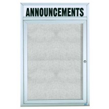Aarco Products ODCC3624RHI Outdoor Enclosed Aluminum Illuminated 1-Door Bulletin Board with Header, 24&quot;W x 36&quot;H