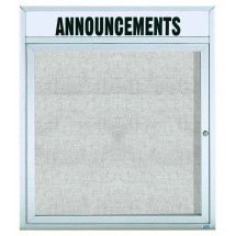 Aarco Products ODCC3630RHI Outdoor Enclosed Aluminum Illuminated 1-Door Bulletin Board with Header, 30&quot;W x 36&quot;H