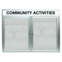 Aarco Products ODCC3648RHI Outdoor Enclosed Aluminum Illuminated 2-Door Bulletin Board and Header, 48&quot;W x 36&quot;H