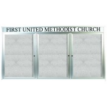 Aarco Products ODCC3672-3RHI Outdoor Enclosed Aluminum 3-Door Illuminated Bulletin Board Cabinet and Header -72&quot;W x 36&quot;H