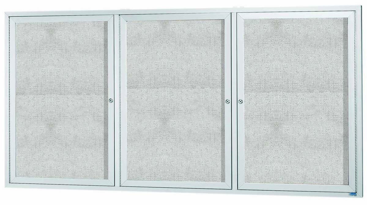 Aarco Products ODCC3672-3RI Outdoor Enclosed Aluminum 3-Door Illuminated Bulletin Board Cabinet -72"W x 36"H