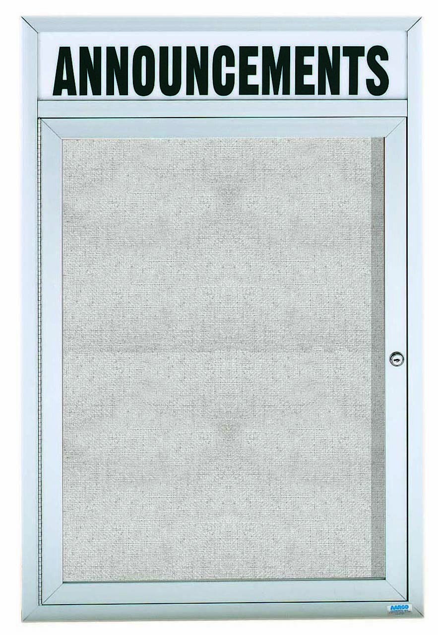 Aarco Products ODCC4836RHi Outdoor Enclosed Aluminum Illuminated 1-Door Bulletin Board Cabinet with Header, 36"W x 48"H