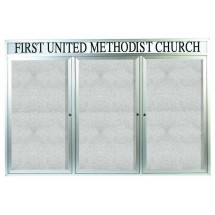 Aarco Products ODCC4872-3RHI Outdoor Enclosed Aluminum Illuminated 3-Door Bulletin Board Cabinet and Header, 72&quot;W x 48&quot;H