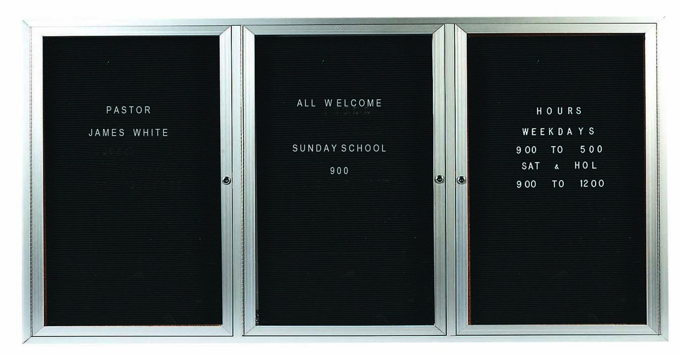 Aarco Products OADC4896-3I 3 Door Outdoor Illuminated Enclosed Directory Board with Aluminum Frame, 96"W x 48"H