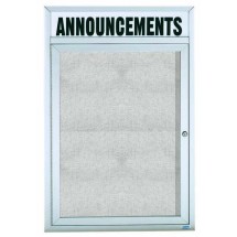 Aarco Products ODCC2418RH Outdoor Enclosed Aluminum 1-Door Bulletin Board Cabinet with Header, 18&quot;W x 24&quot;H