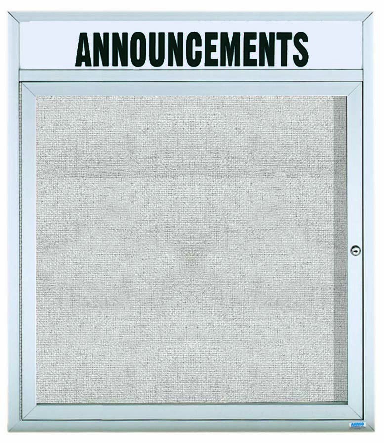 Aarco Products ODCC3630RH Outdoor Enclosed Aluminum 1-Door Bulletin Board and Header, 30"W x 36"H