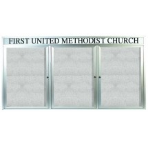 Aarco Products ODCC4896-3RH Outdoor Enclosed Aluminum 3-Door Bulletin Board Cabinet and Header, 96&quot;W x 48&quot;H