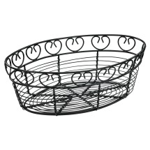 Winco WBKG-10O Oval Black Metal Wire Bread Basket 10&quot;