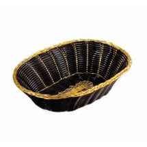 TableCraft 975B Oval Black Handwoven Basket and Gold Trim 9&quot; x 6&quot; x 2-1/2&quot;