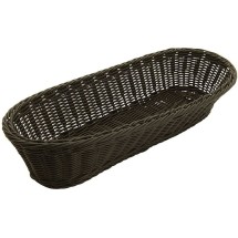 Winco PWBK-156V Oval Natural Poly Woven Basket 15&quot; x 6-1/2&quot; x 3-1/4&quot;
