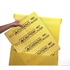 Over-the-Spill Pad, "Caution Wet Floor", Yellow, 16 1/2" x 20", 22 Sheets/Pad