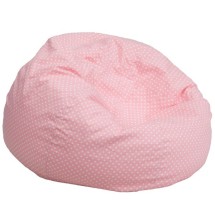 Flash Furniture DG-BEAN-LARGE-DOT-PK-GG Oversized Light Pink Dot Bean Bag Chair