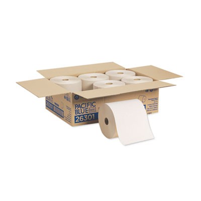 Pacific Blue Basic Nonperforated Paper Towels, Brown, 7 7/8 x 800 ft, 6 Rolls/Carton