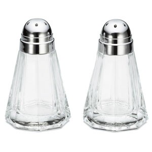 TableCraft 80S&P Paneled Glass 1-1/2 oz. Salt and Pepper Shaker with Chrome-Plated ABS Top