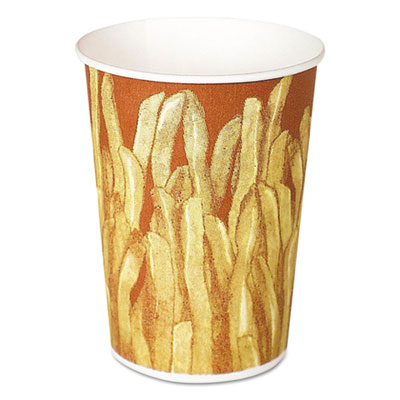 Paper French Fry Cups, 12 oz,Yellow/Brown Fry Design, 1000/Crtn