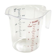 Winco PMCP-100 Polycarbonate 1 Qt. Measuring Cup with Raised External Markings