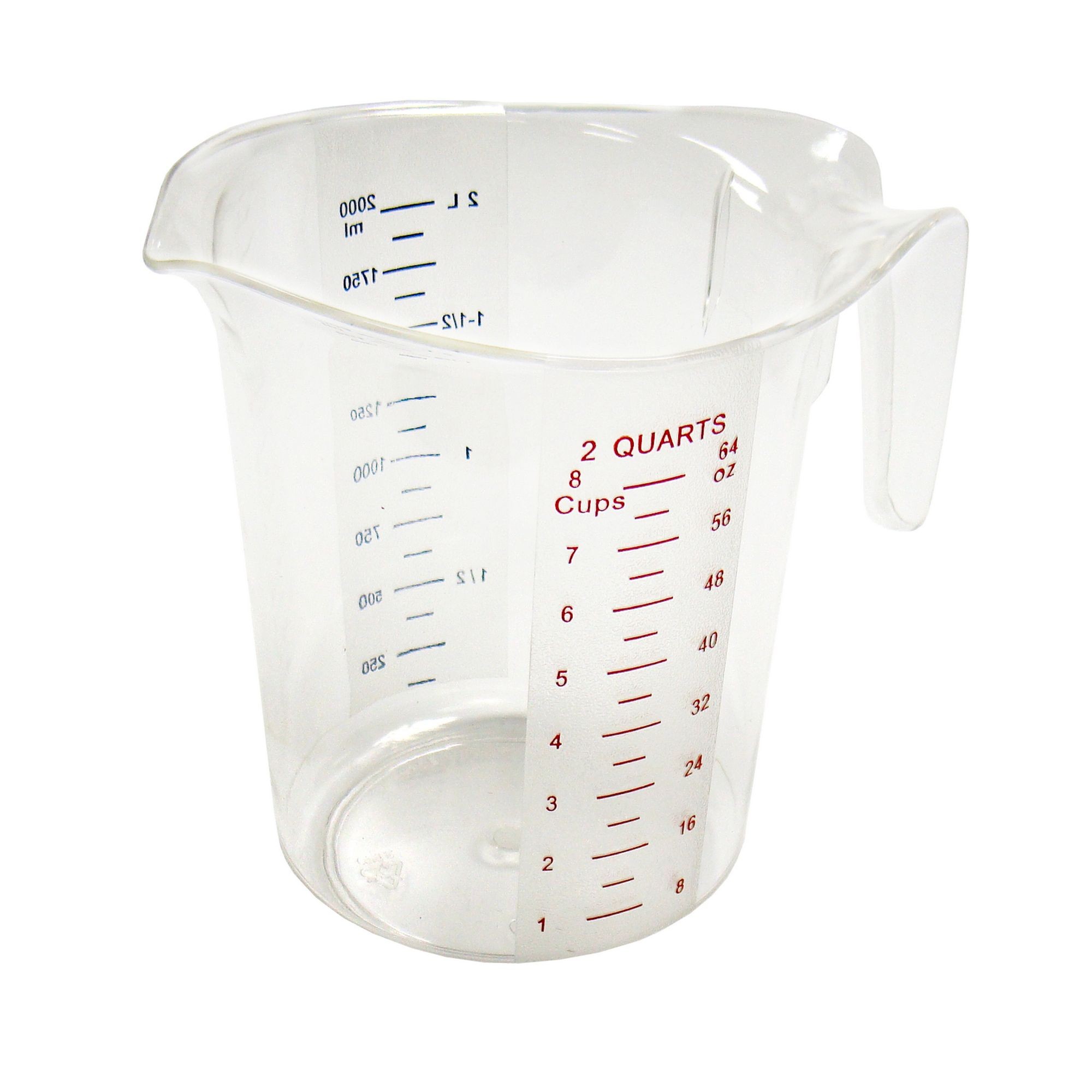 Winco PMCP-200 Polycarbonate 2 Qt. Measuring Cup with Raised External Markings