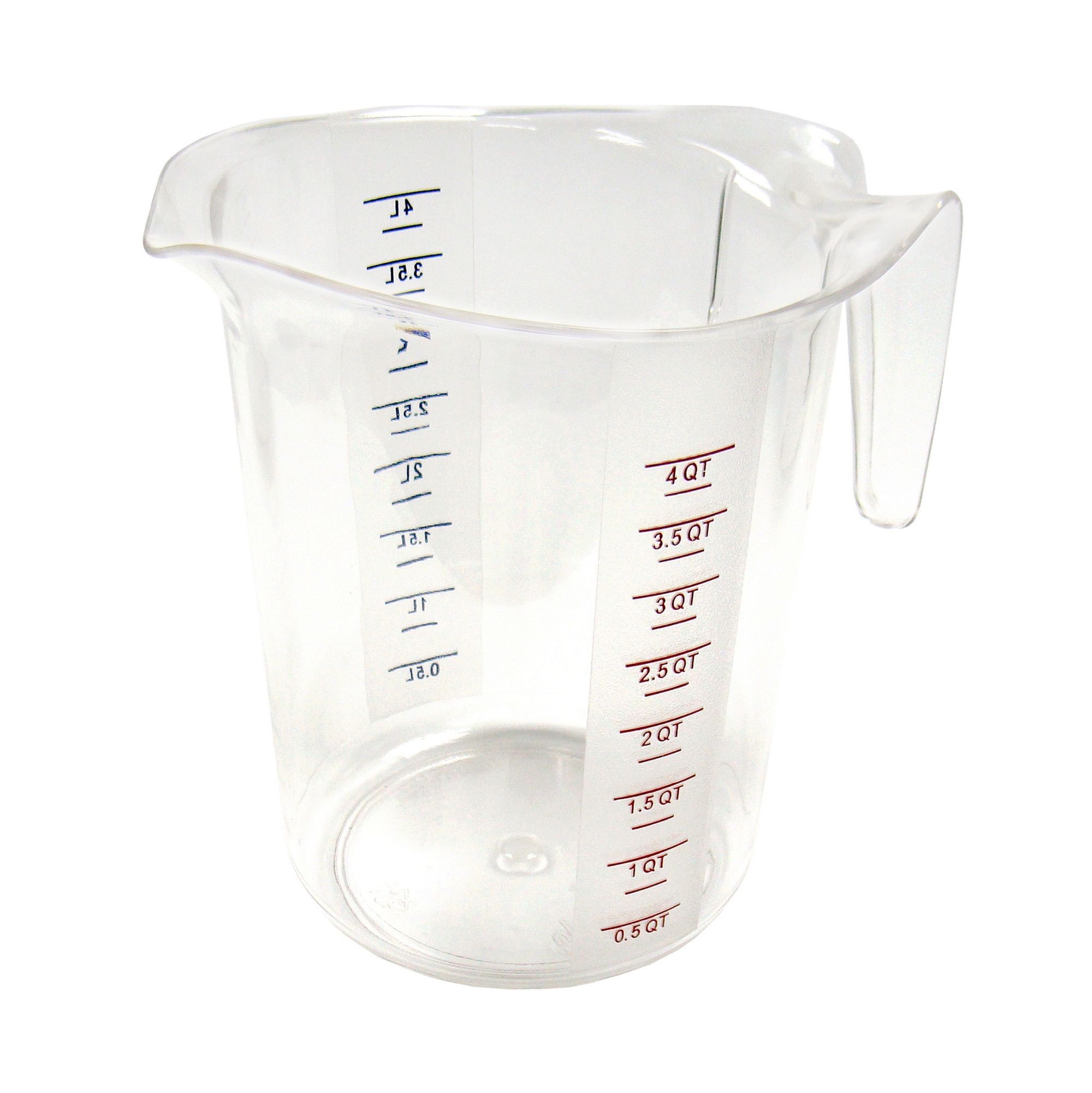 Winco PMCP-400 Polycarbonate 4 Qt. Measuring Cup with Raised External Markings