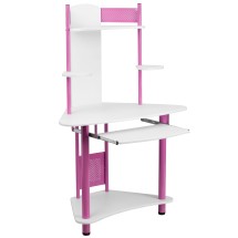 Flash Furniture NAN-JN-2705-PK-GG Pink Corner Computer Desk with Hutch