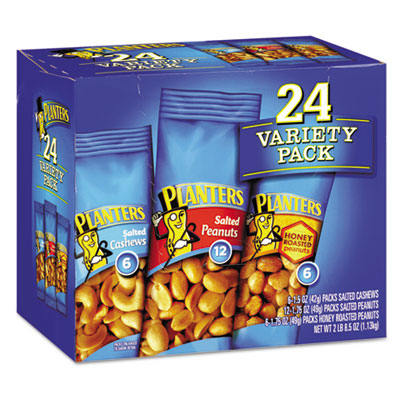 Planters Variety Pack Peanuts and Cashews, 24/Box