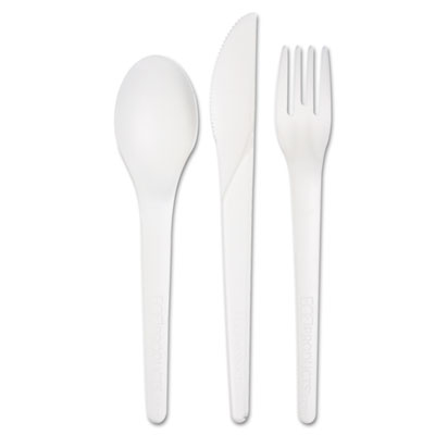 Plantware Compostable Cutlery Kit, Knife/Fork/Spoon/Napkin, 6