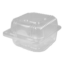 Plastic Clear Hinged Containers, 6 x 6, 21 oz, Clear, 500/Carton
