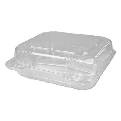 Plastic Clear Hinged Containers, 8 x 8, 3-Compartment, 5 oz; 5 oz; 15 oz, Clear, 250/Carton