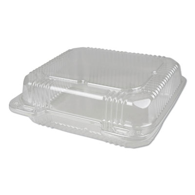 Plastic Clear Hinged Containers, 8 x 8 x 3, 50 oz, Clear, 250/Carton