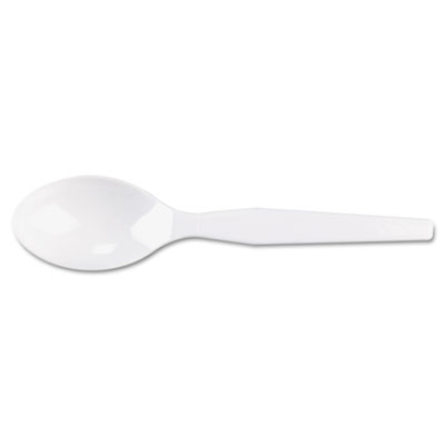 Plastic Cutlery, Heavy Mediumweight Teaspoons, White, 100/Box