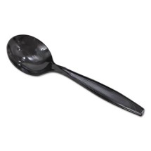 Plastic Cutlery, Heavyweight Soup Spoons, 5 3/4", Black, 1,000/Carton