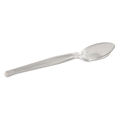 Plastic Cutlery, Heavyweight Teaspoon, Crystal Clear, 6