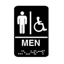 Franklin Machine Products  280-1198 Plastic Men's Restroom Sign with Braille 6&quot; x 9&quot;
