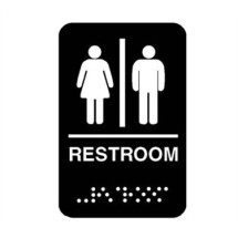 Franklin Machine Products  280-1200 Plastic Men's/Women's Restroom Sign with Braille 6&quot; x 9&quot;