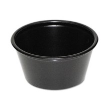Plastic Souffle Cups, 2 oz., Black, 200/Bag, 12 Bags/Carton