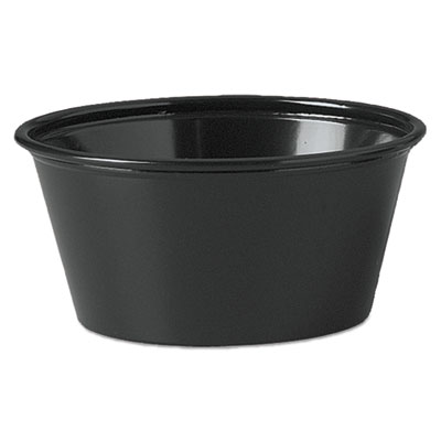 Plastic Souffle Portion Cups, 3 1/4 oz., Black, 250/Bag, 2500/Carton