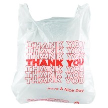 &quot;Thank You&quot; Handled T-Shirt Bags, 11.5&quot; x 21&quot;, White, 900/Carton