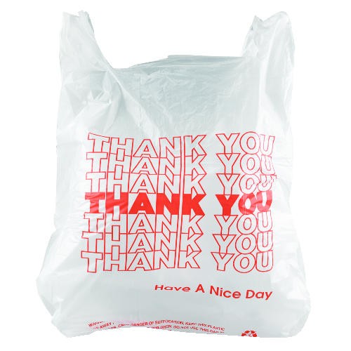 "Thank You" Handled T-Shirt Bags, 11.5" x 21", White, 900/Carton