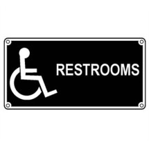 Franklin Machine Products  280-1196 Plastic Wheel Chair Accessible Restroom Sign 7&quot; x 14&quot;