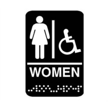 Franklin Machine Products  280-1199 Plastic Women's Restroom Sign with Braille 6&quot; x 9&quot;