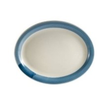 CAC China R-12NR-BLU Rainbow Narrow Rim Blue Oval Platter, 10 3/8&quot; x 7-1/8&quot;
