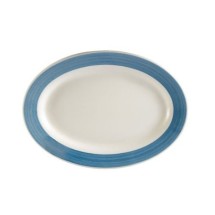 CAC China R-12-BLU Rainbow Blue Rolled Edge Oval Platter, 10 3/8&quot; x 7-1/8&quot;