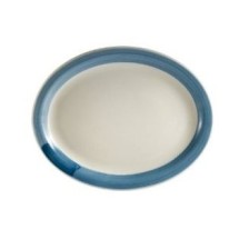 CAC China R-14NR-BLU Rainbow Narrow Rim Blue Oval Platter, 13 1/2" x 10-1/8"