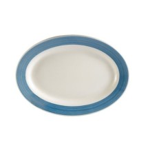 CAC China R-14-BLU Rainbow Blue Rolled Edge Platter, 12 1/2" x 8-1/8"