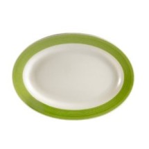 CAC China R-34-G Rainbow Green Rolled Edge Oval Platter, 9 3/8&quot; x 6-1/4&quot;